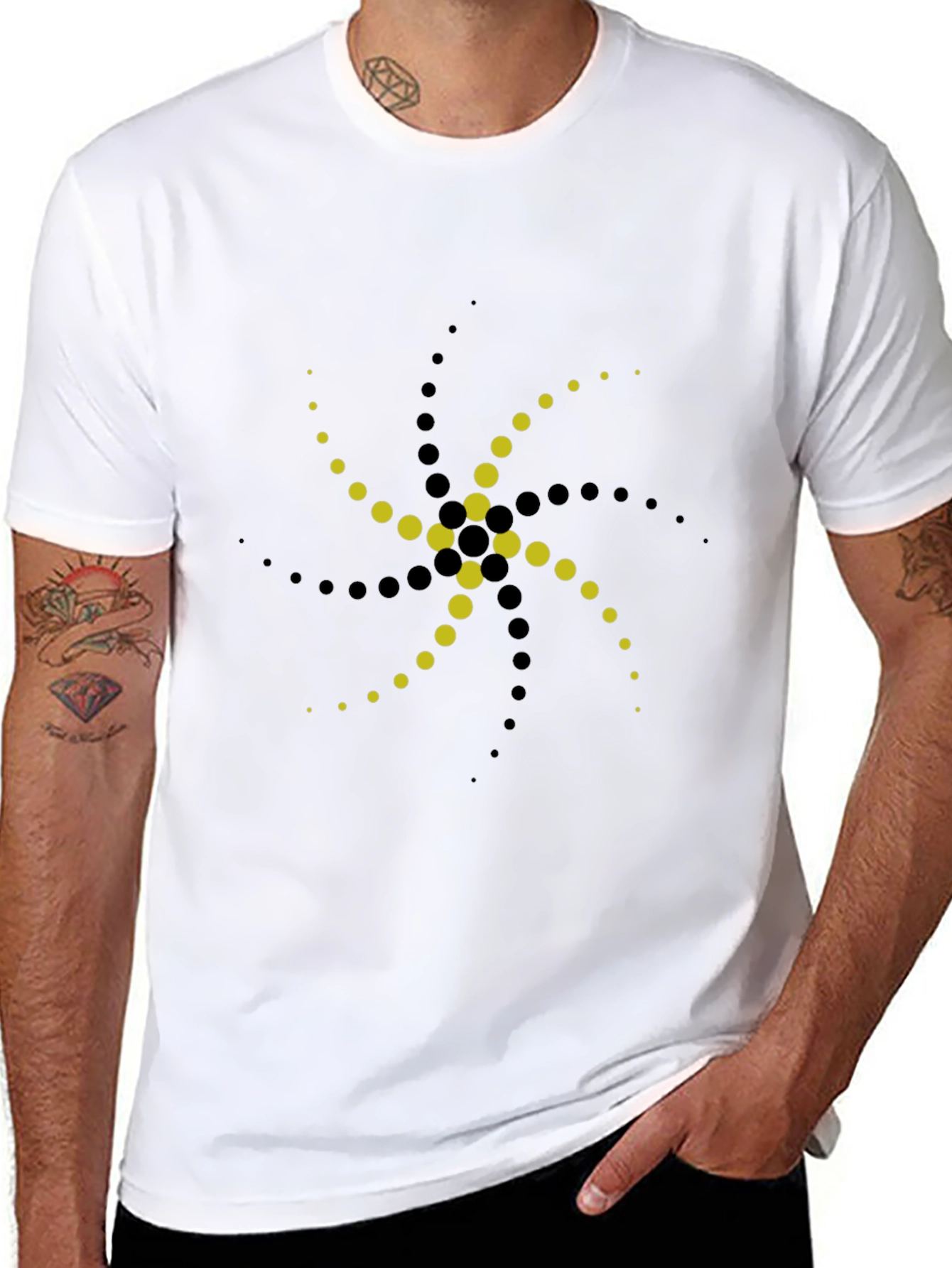 Modern Dot Swirl Graphic Tee - Black