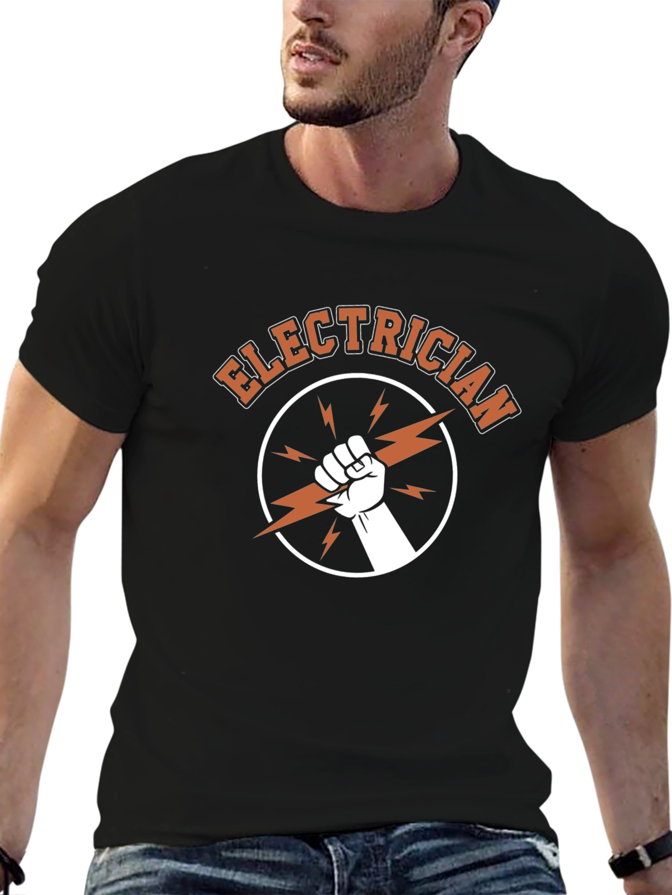 Electrician T-Shirt - Lightning Bolt Fist Design