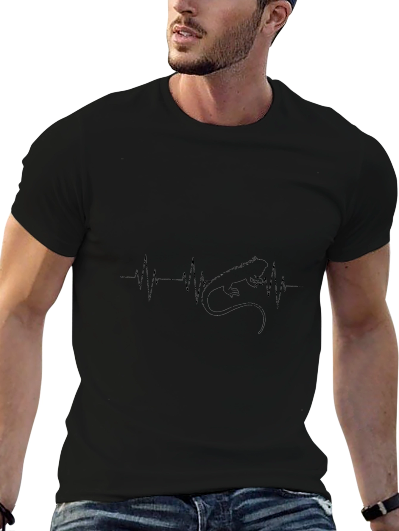 Bearded Dragon Heartbeat T-Shirt - Black