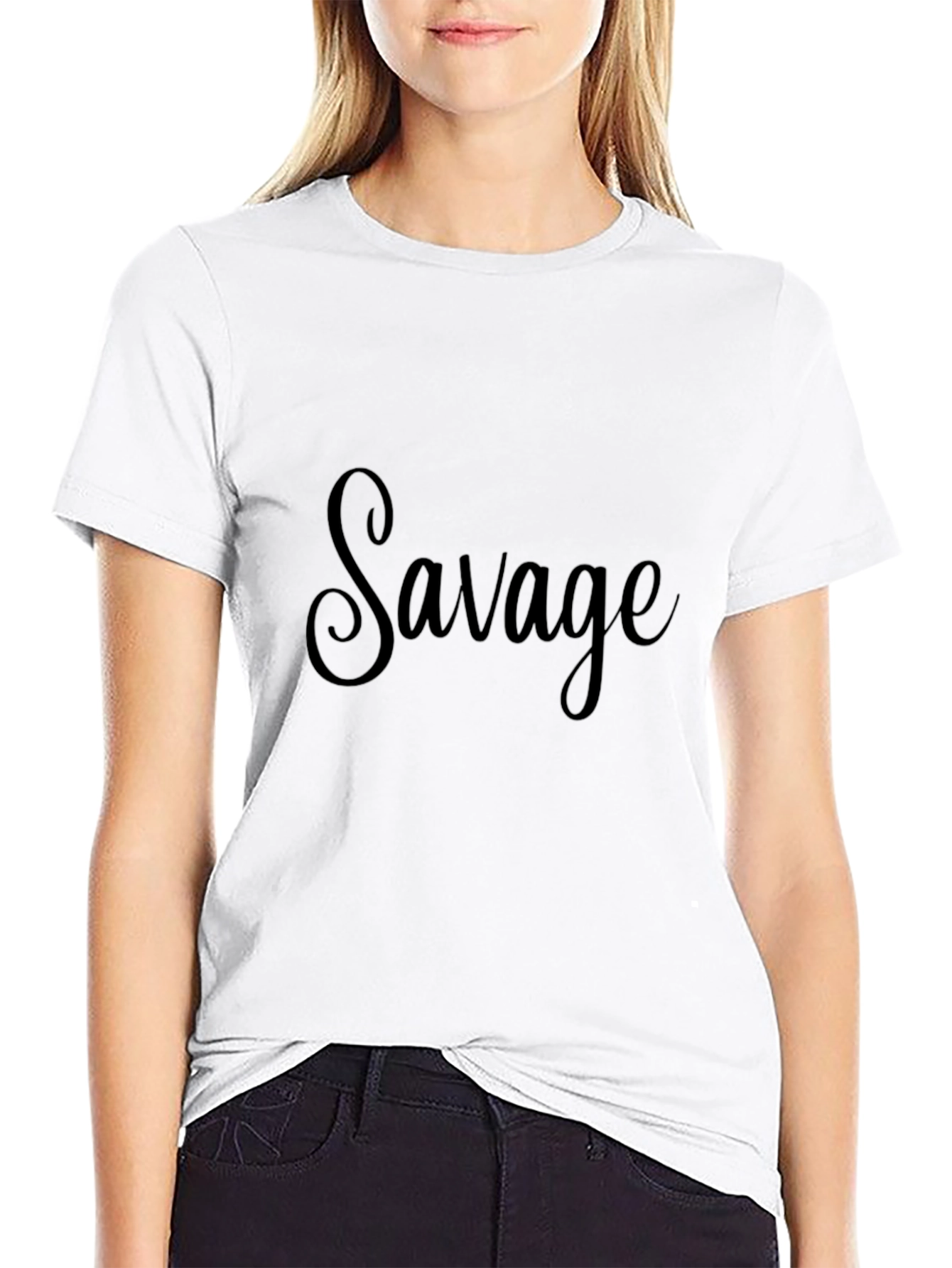 Savage Graphic Tee - Black Cotton Casual Wear