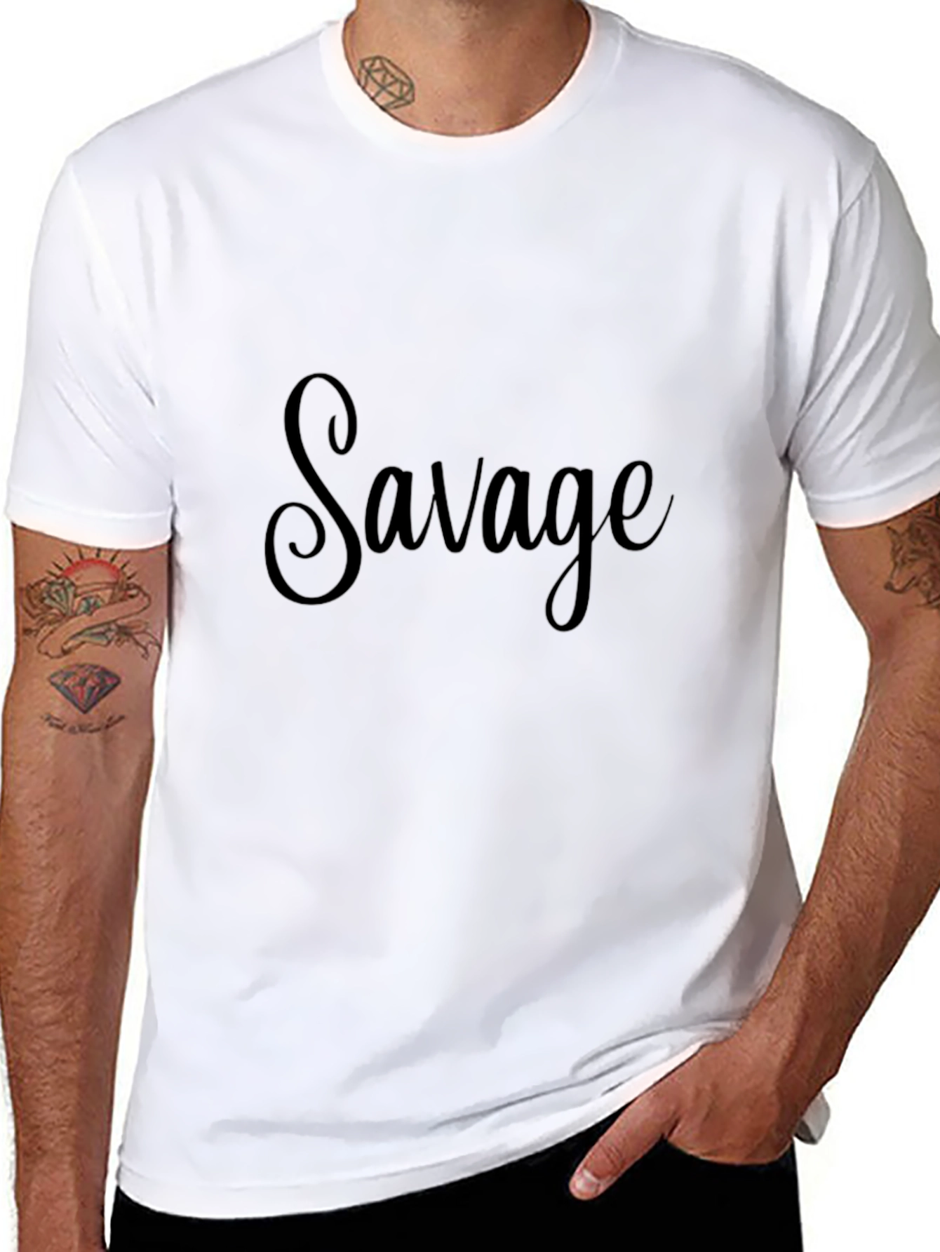 Savage Graphic Tee - Black Cotton Casual Wear