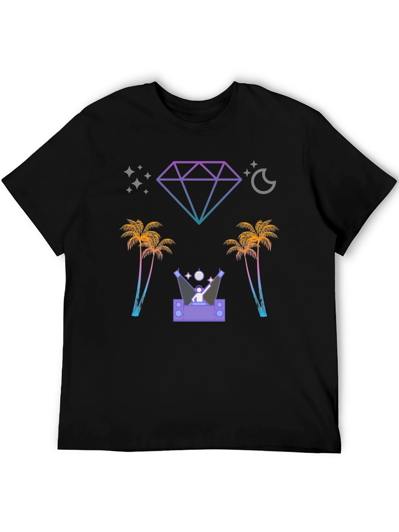 Retro Miami Nightlife Black Graphic Tee