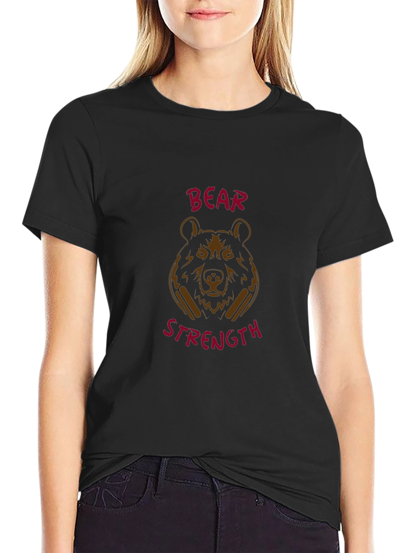 Bear Strength Black Graphic Tee