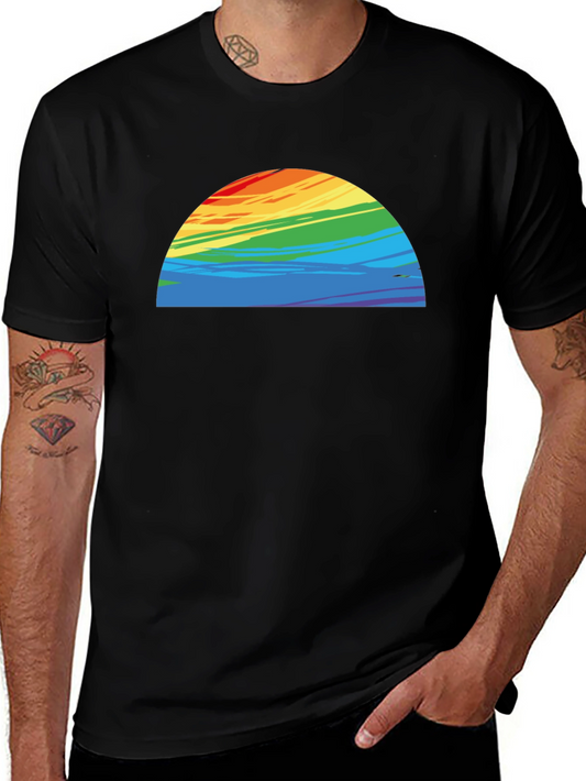 Rainbow Half-Circle Graphic Black Tee
