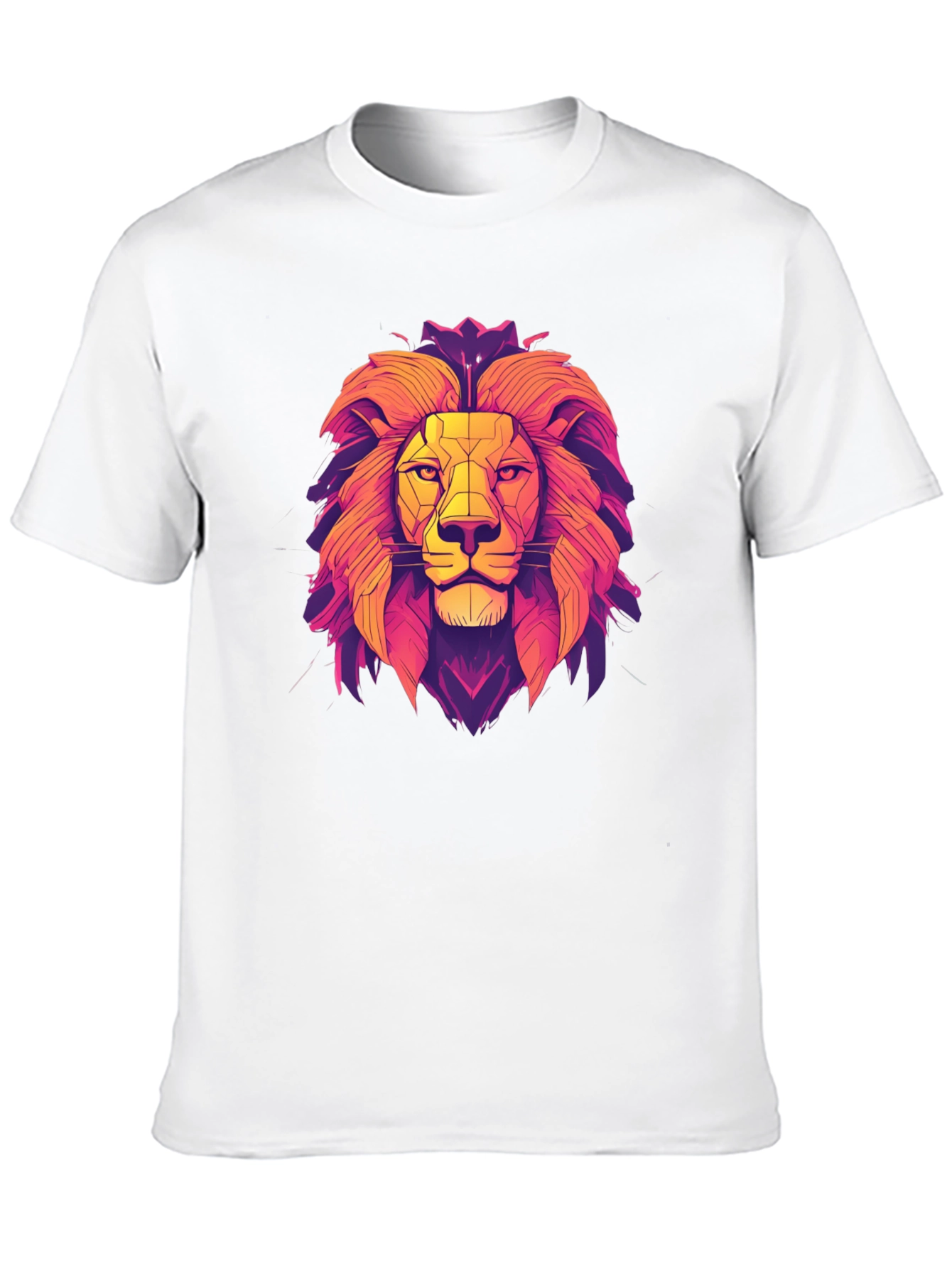 Lion Geometric Graphic Print Black T-Shirt
