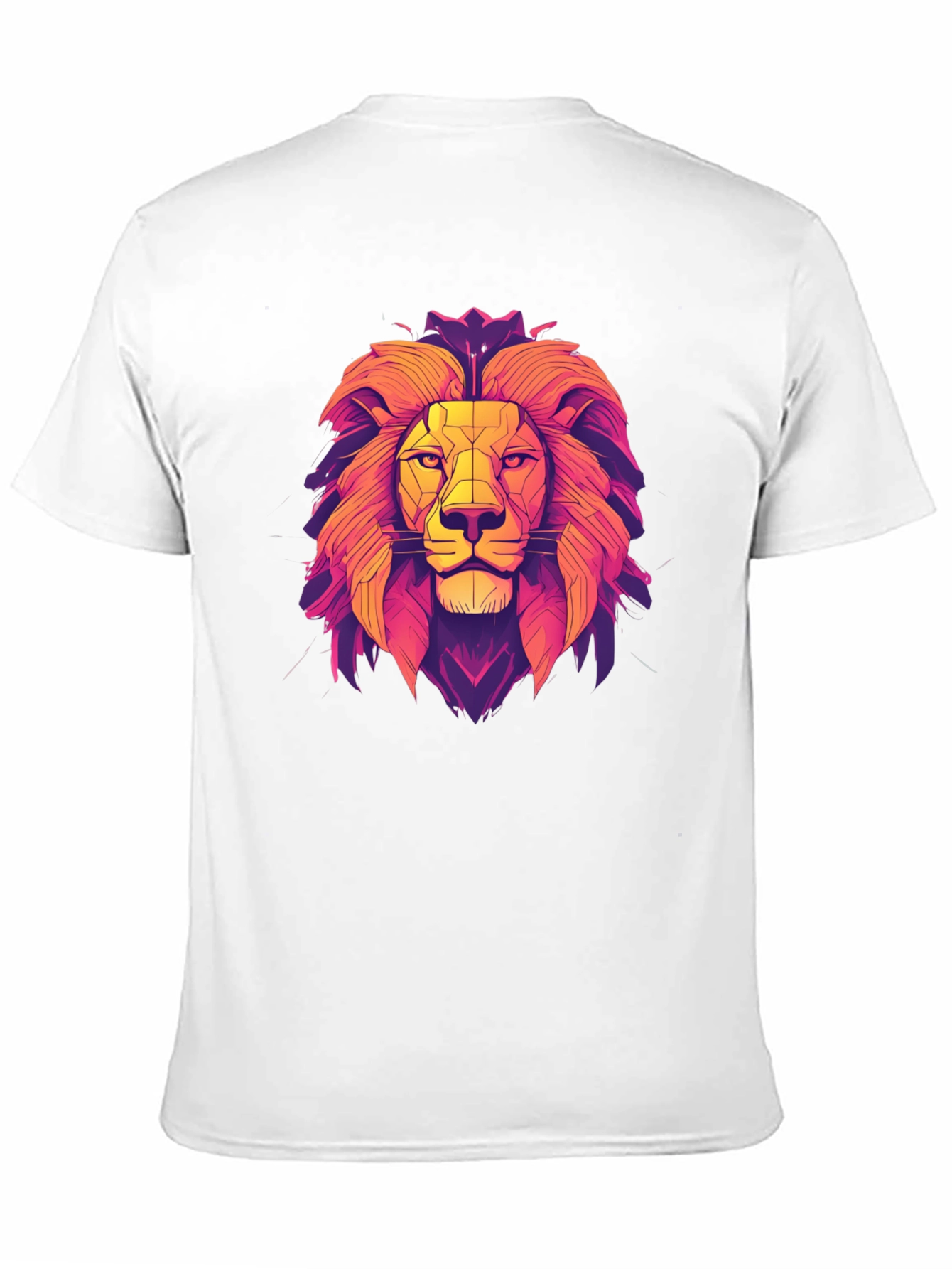 Lion Geometric Graphic Print Black T-Shirt