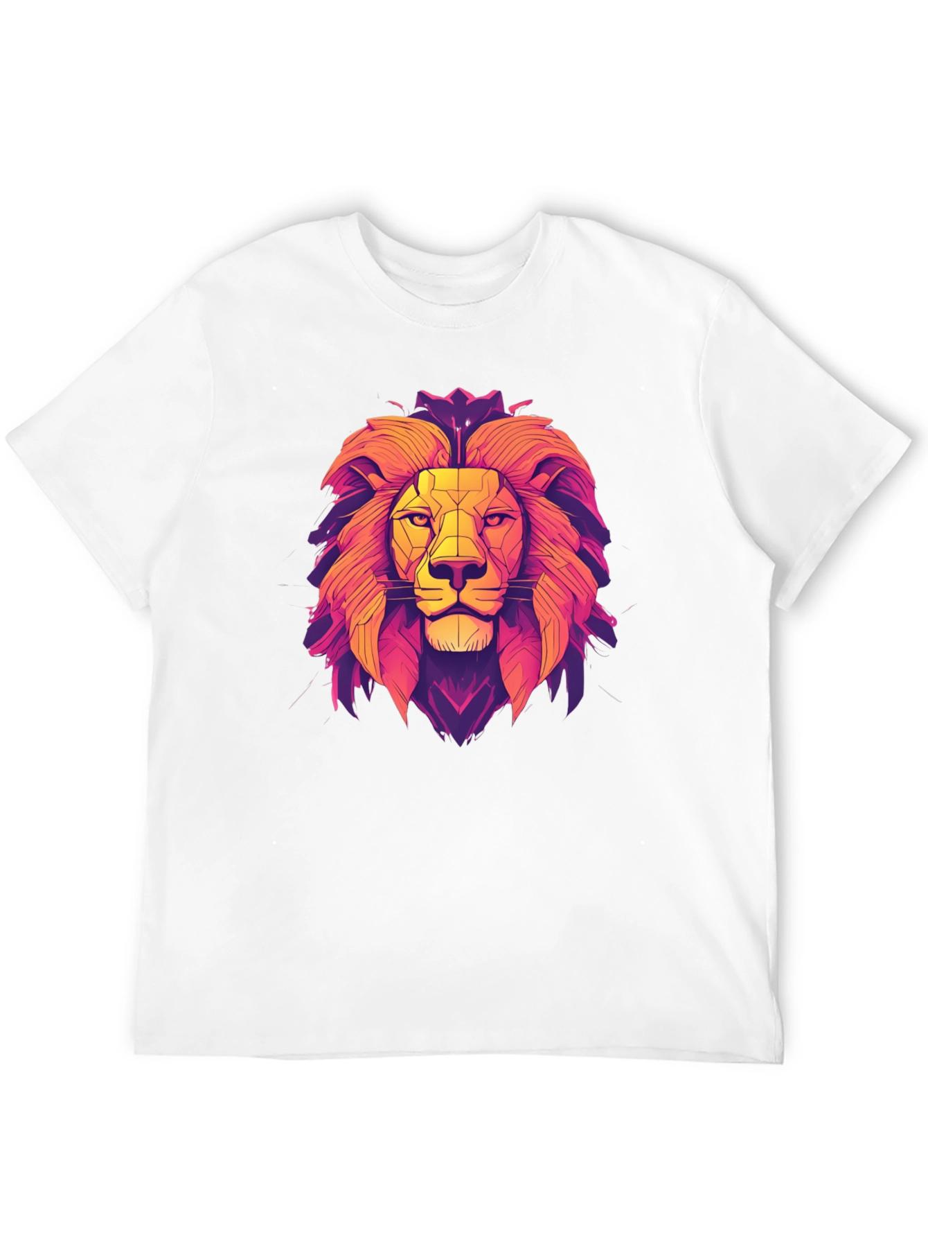 Lion Geometric Graphic Print Black T-Shirt