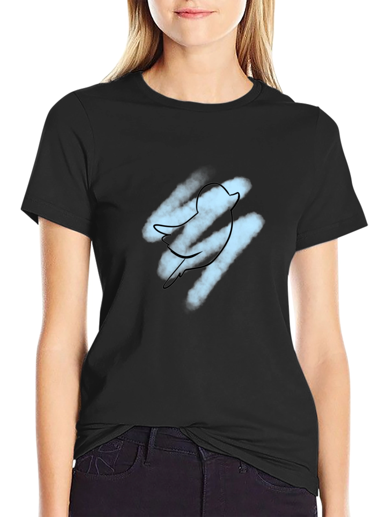 Mens Black T-shirt with Bird Graphic