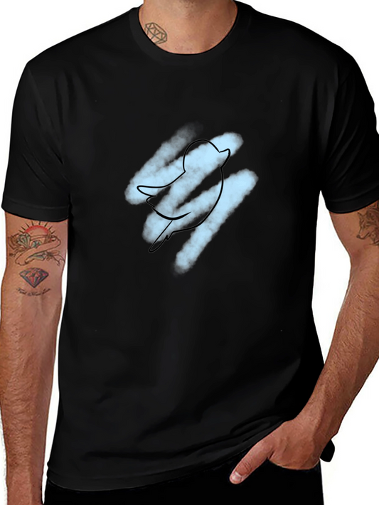 Mens Black T-shirt with Bird Graphic