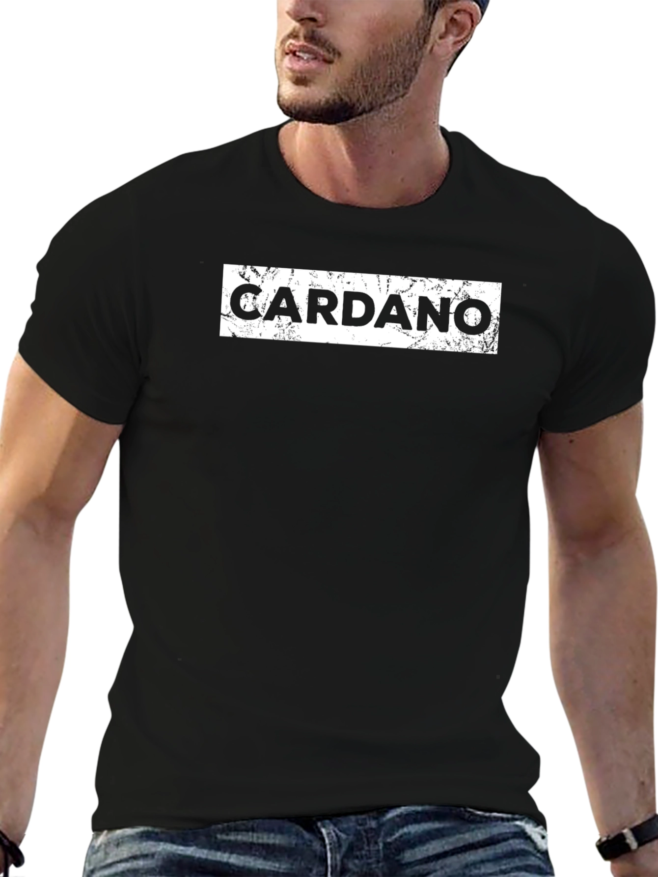 Cardano Crypto T-Shirt - Black Distressed Graphic Tee