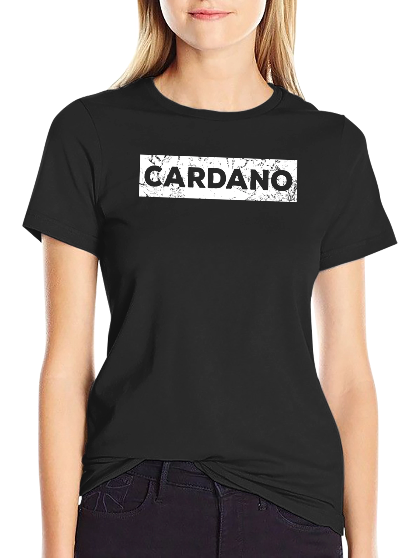 Cardano Crypto T-Shirt - Black Distressed Graphic Tee