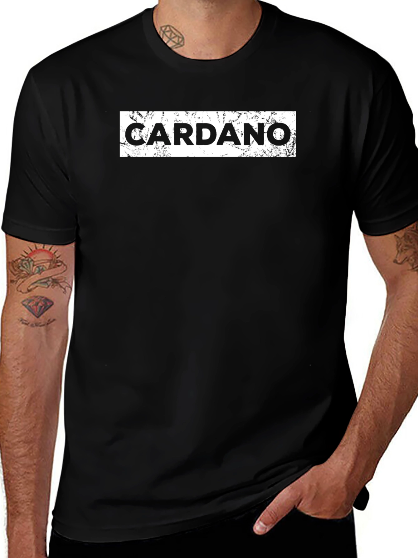 Cardano Crypto T-Shirt - Black Distressed Graphic Tee