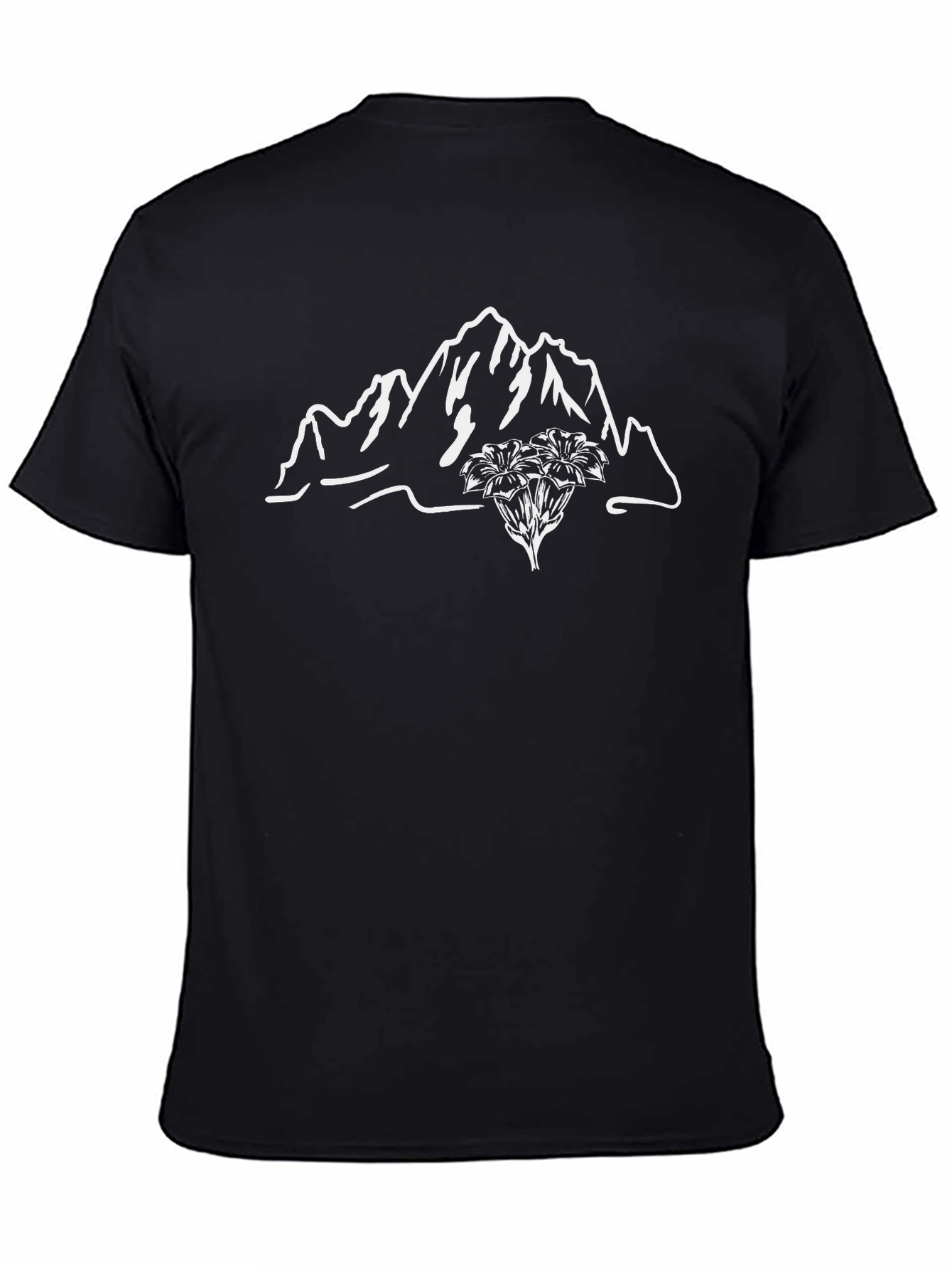 Mountain & Flower Graphic Tee - Black