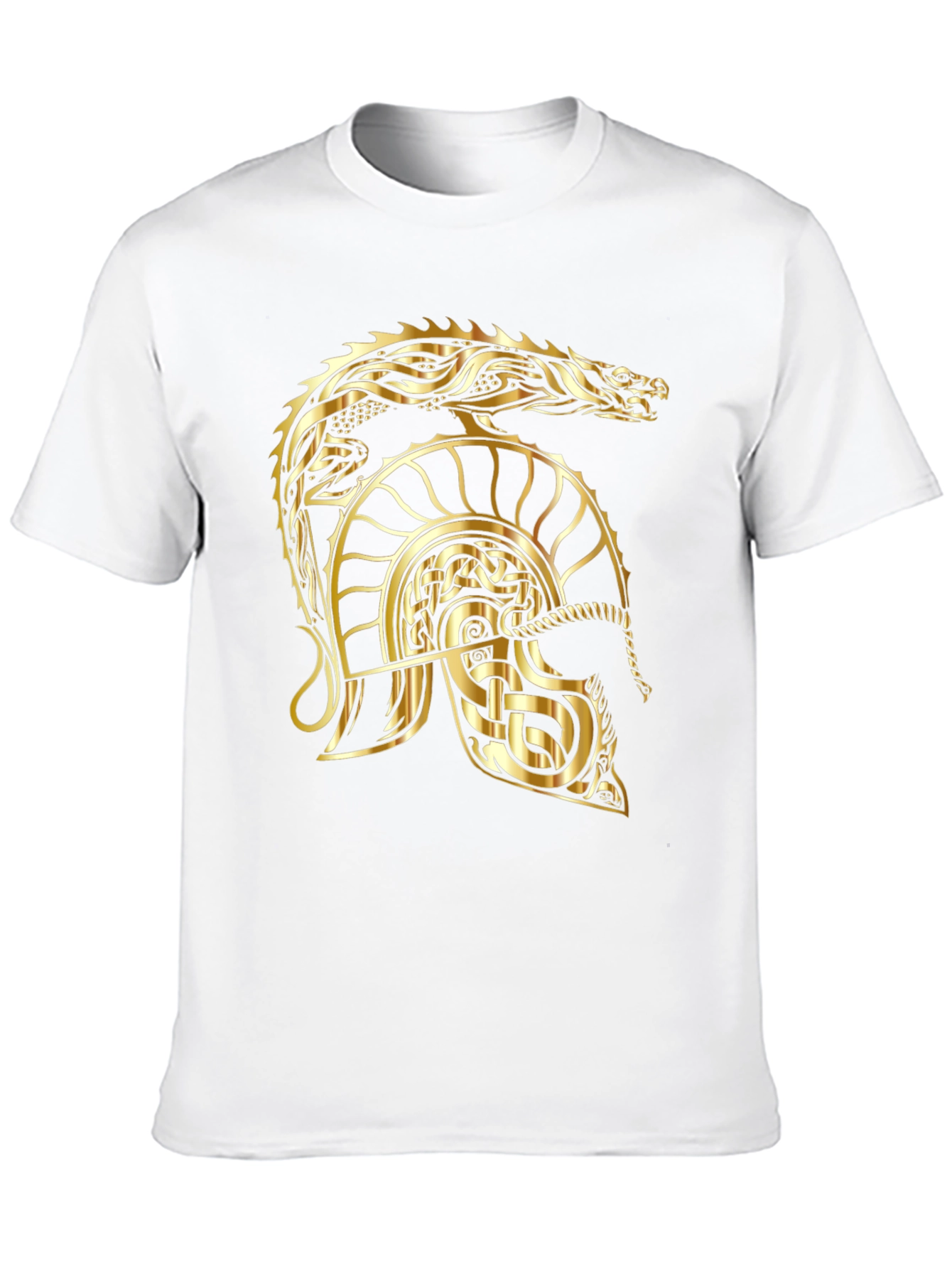 Gold Dragon Helmet Black T-Shirt