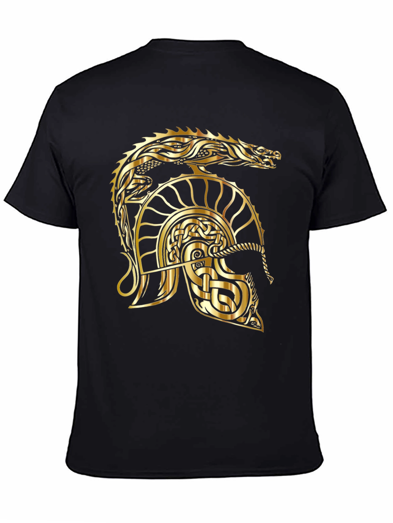 Gold Dragon Helmet Black T-Shirt