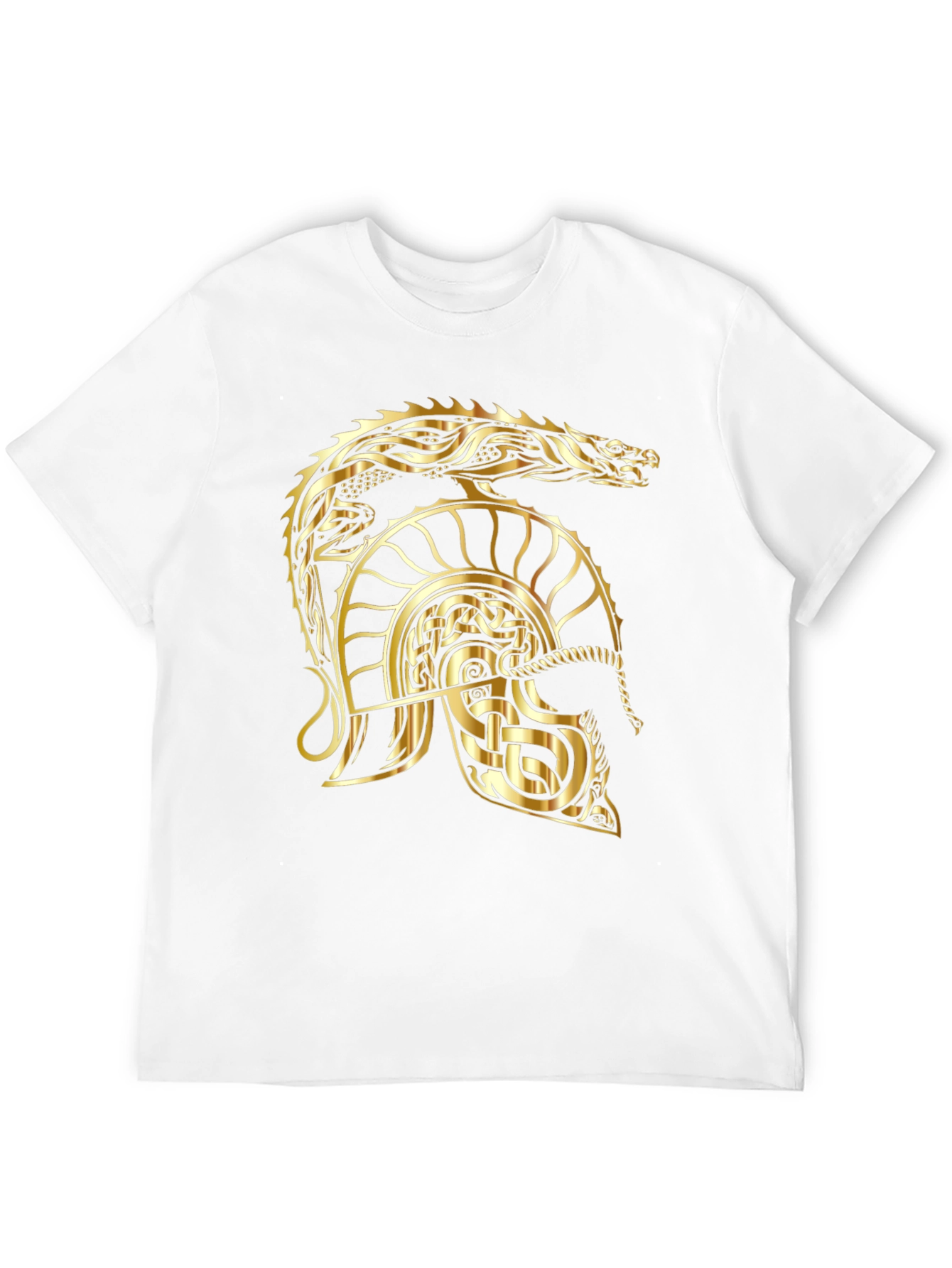 Gold Dragon Helmet Black T-Shirt