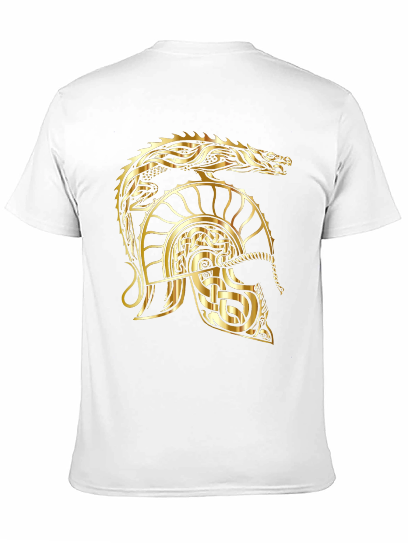 Gold Dragon Helmet Black T-Shirt