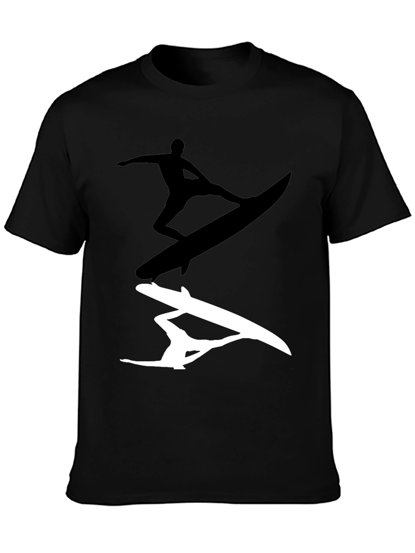 Surfer Silhouette Graphic Tee - Black Cotton Blend