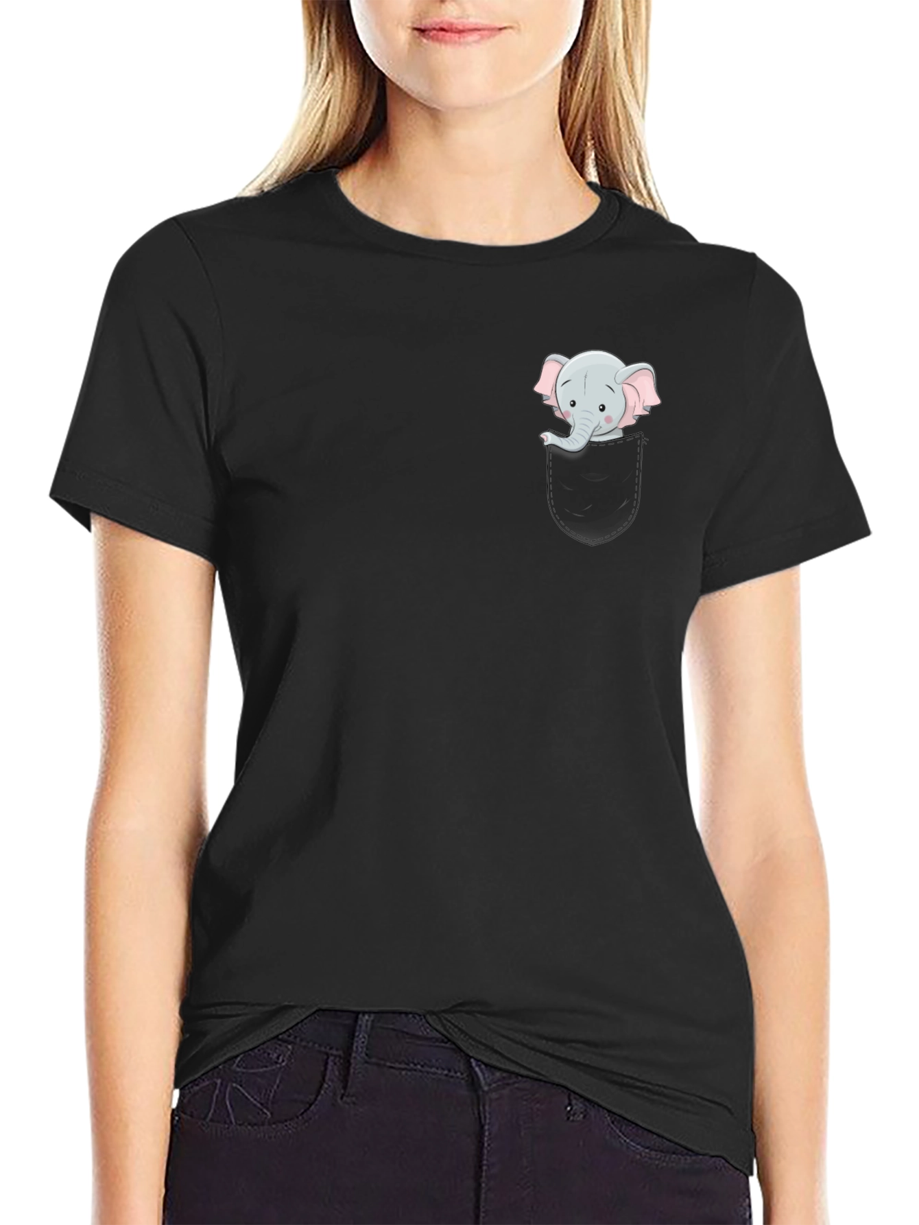 Elephant Pocket Tee - Cute Graphic T-Shirt
