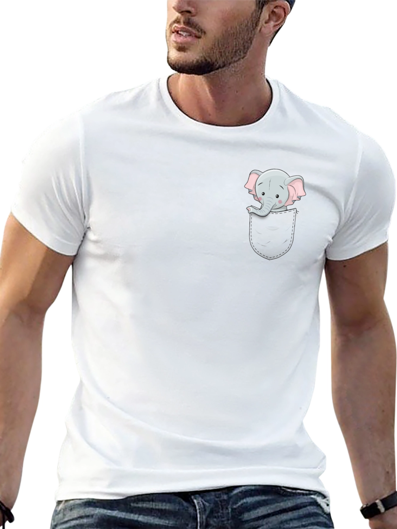 Elephant Pocket Tee - Cute Graphic T-Shirt