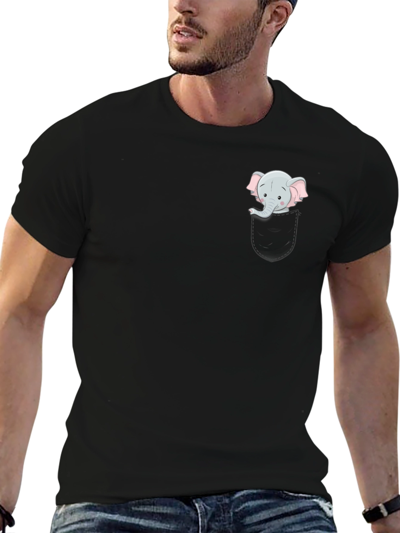 Elephant Pocket Tee - Cute Graphic T-Shirt