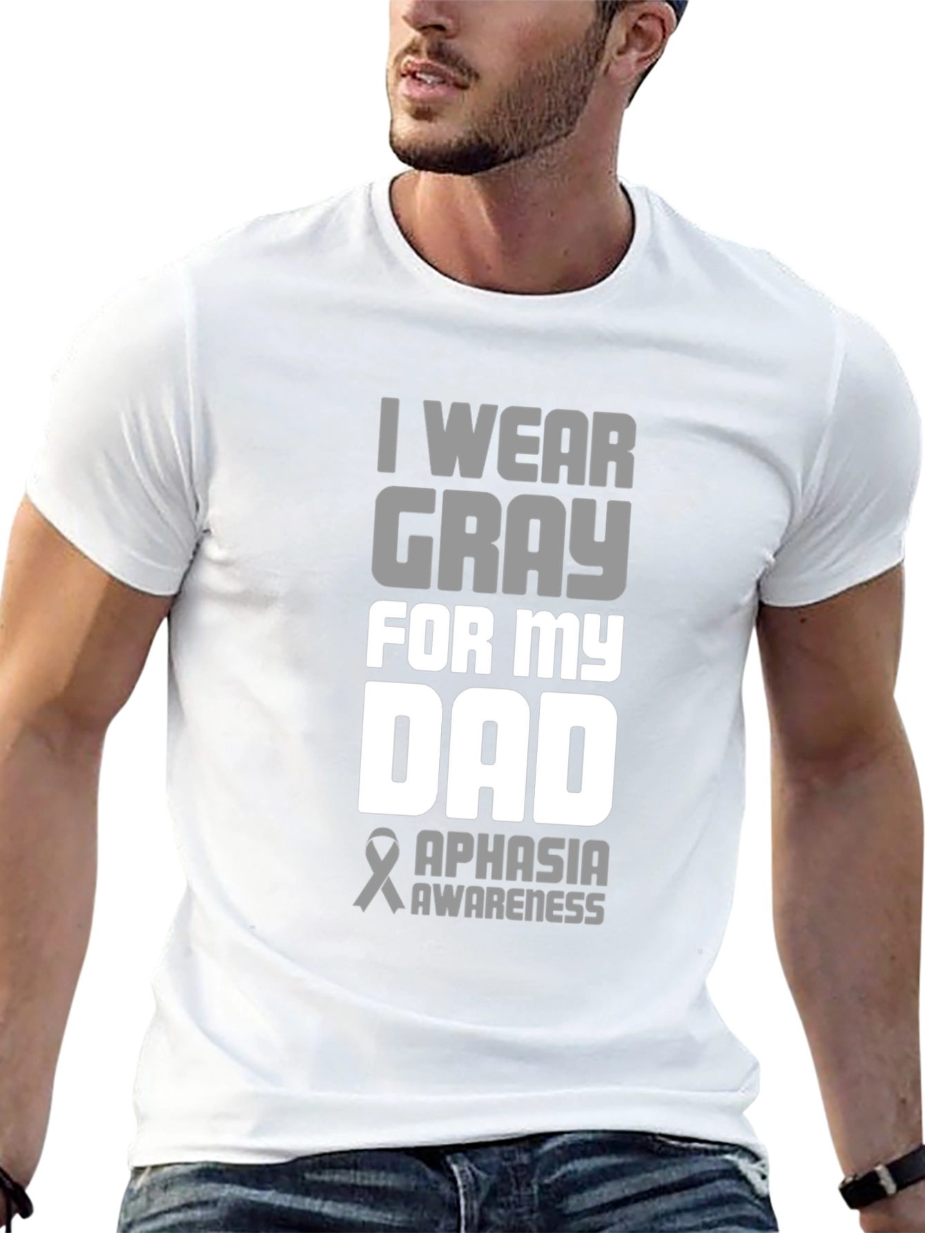 Gray Aphasia Awareness Dad T-Shirt