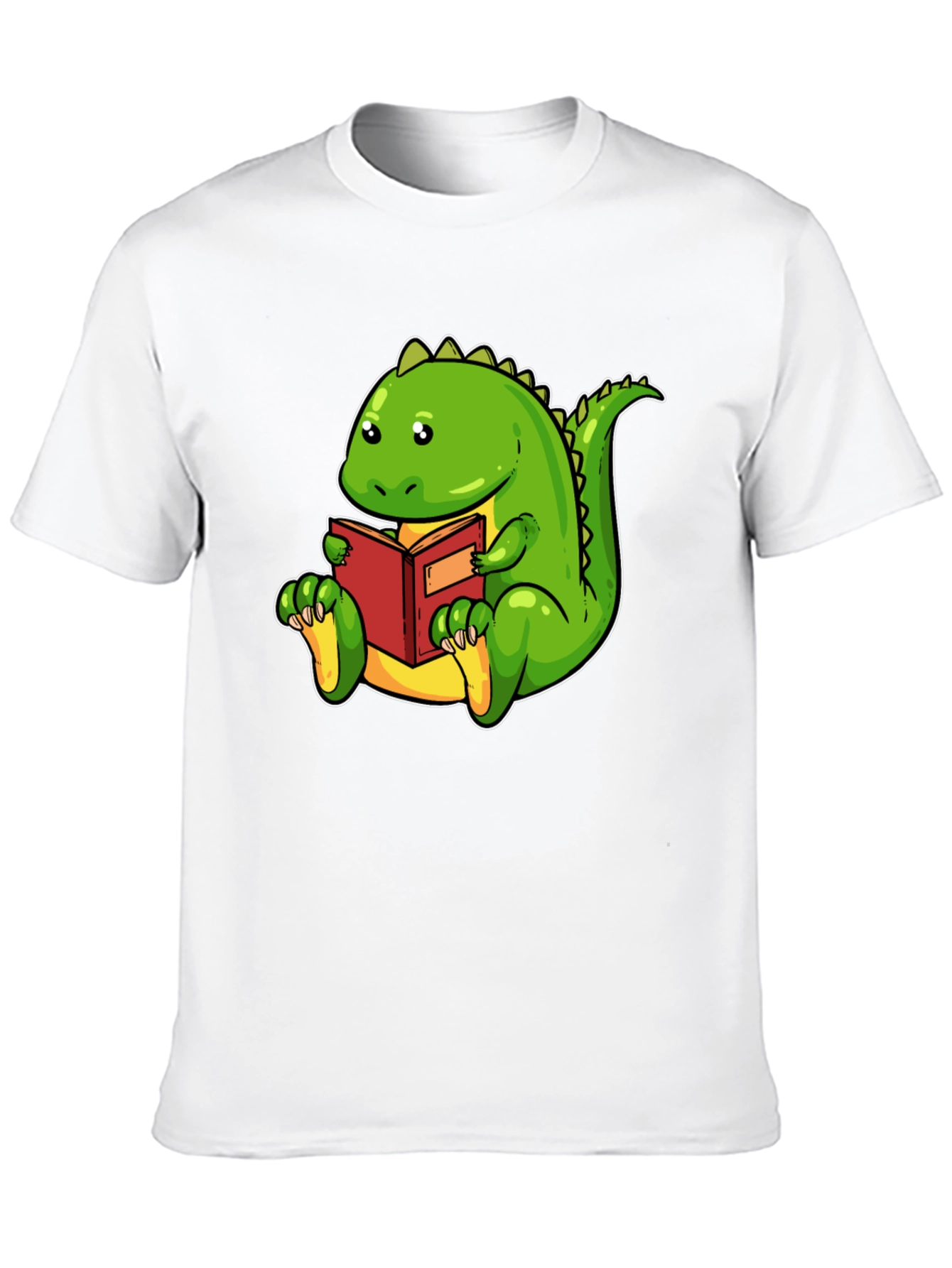 Dinosaur Reading Book Black T-Shirt