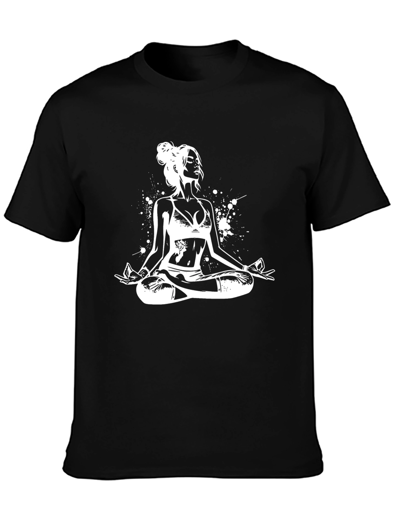 Yoga Pose Graphic Tee - Black Cotton Comfort