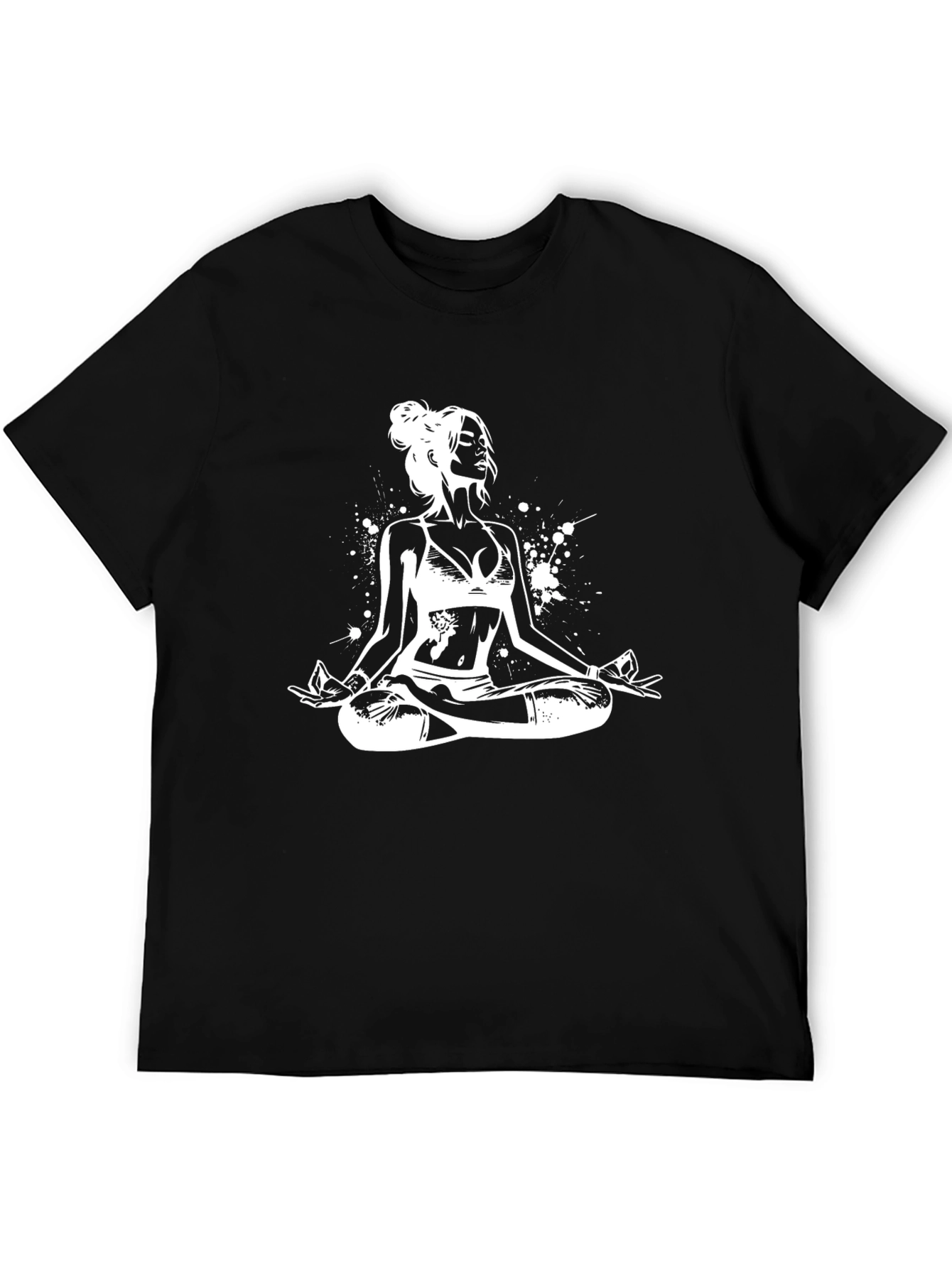 Yoga Pose Graphic Tee - Black Cotton Comfort
