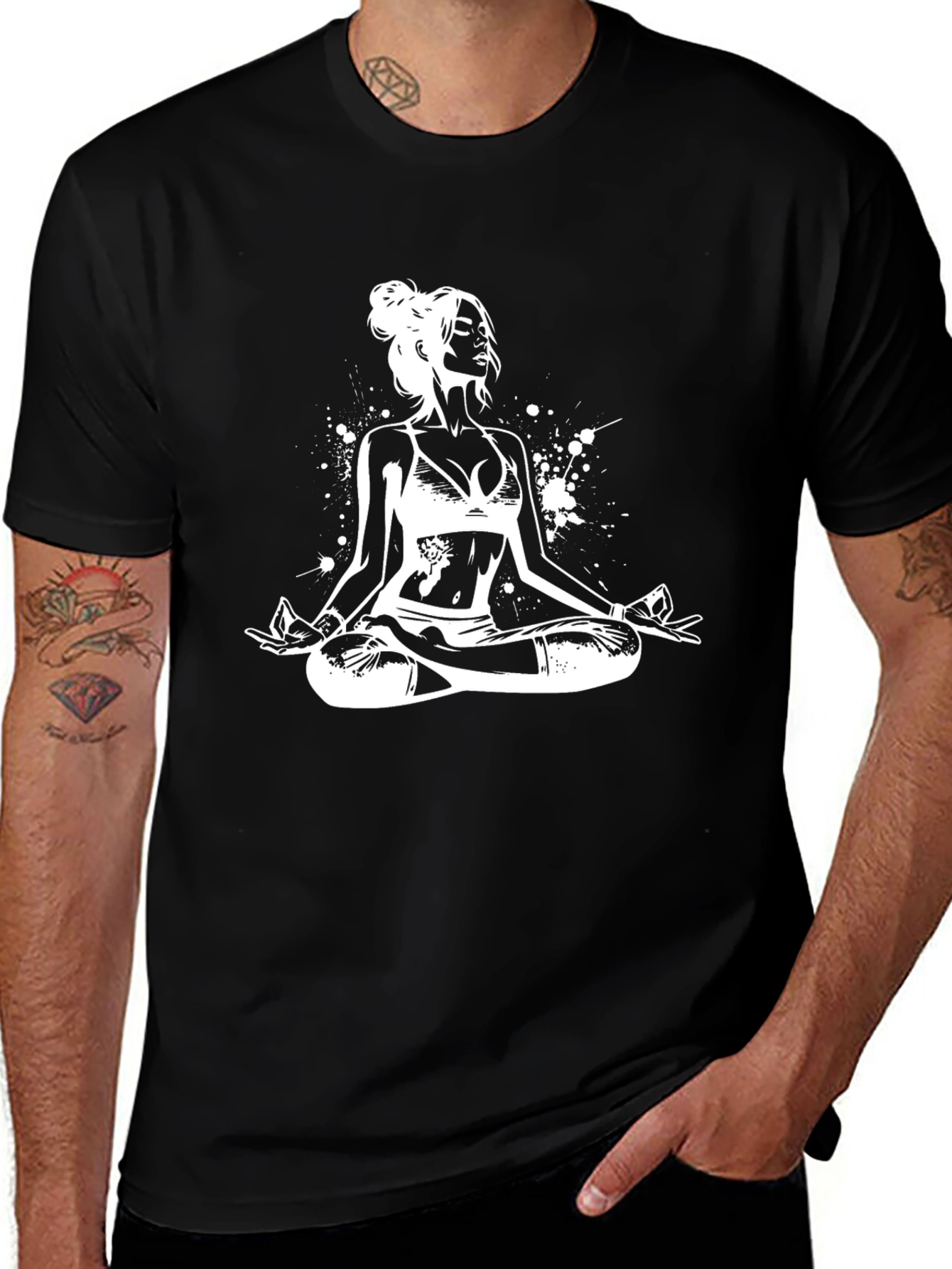 Yoga Pose Graphic Tee - Black Cotton Comfort