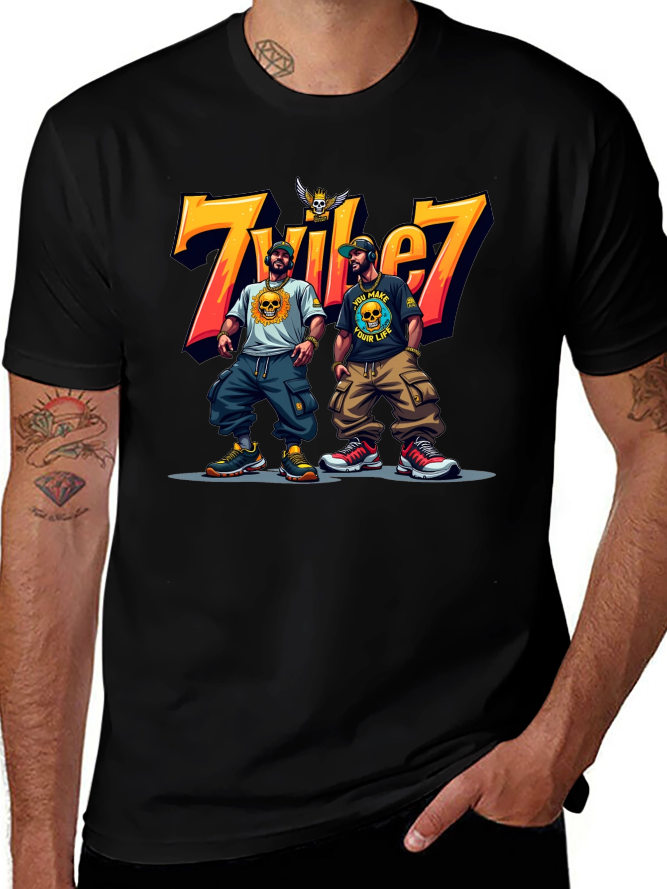 Tribe 7 Graphic Tee - Mens Black T-Shirt