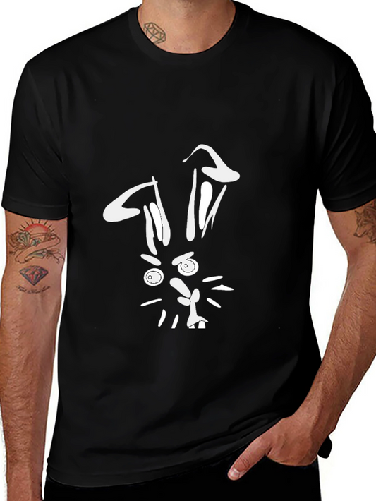 Funny Rabbit Graphic Tee - Black Cotton T-Shirt