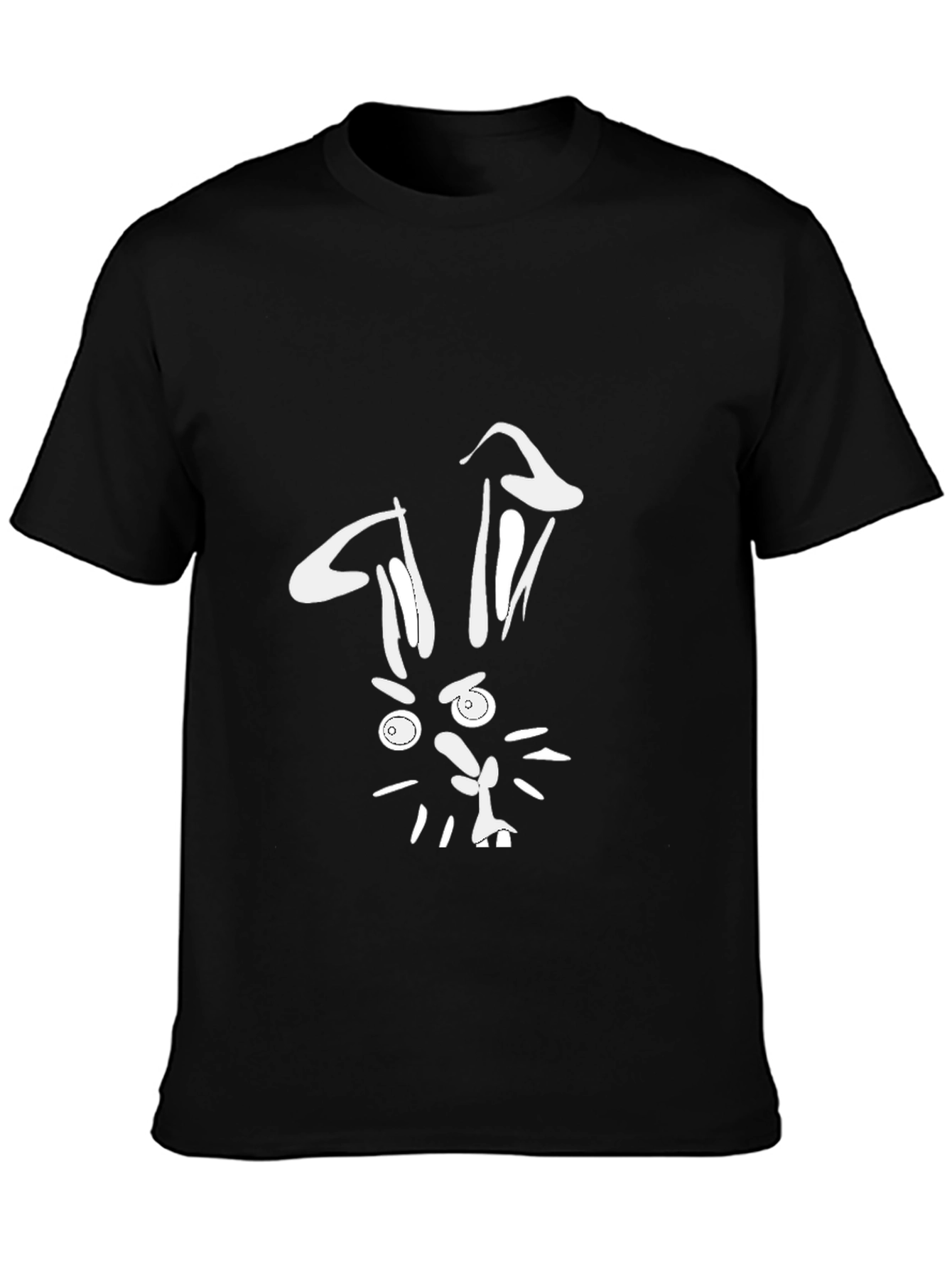 Funny Rabbit Graphic Tee - Black Cotton T-Shirt