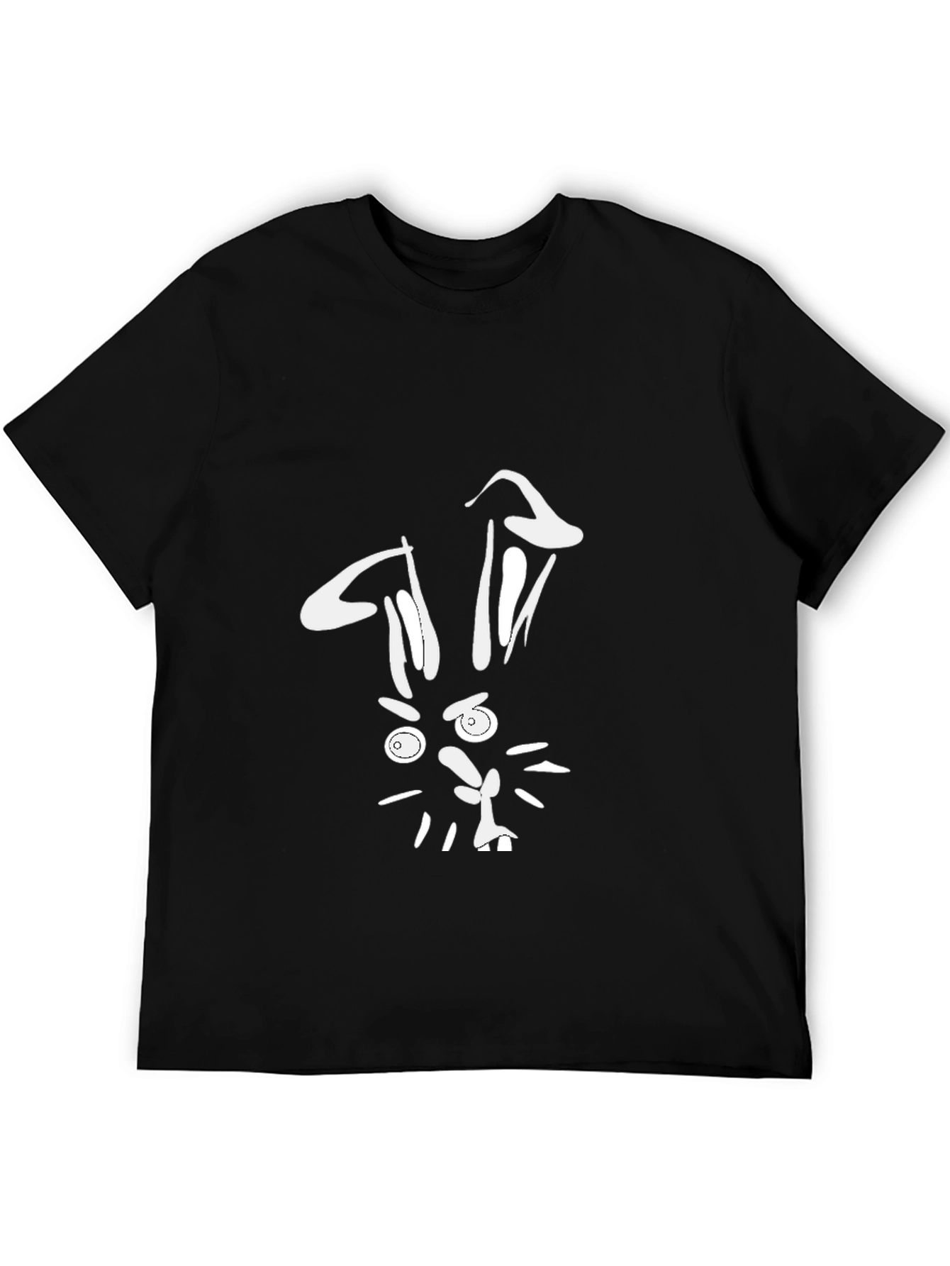 Funny Rabbit Graphic Tee - Black Cotton T-Shirt