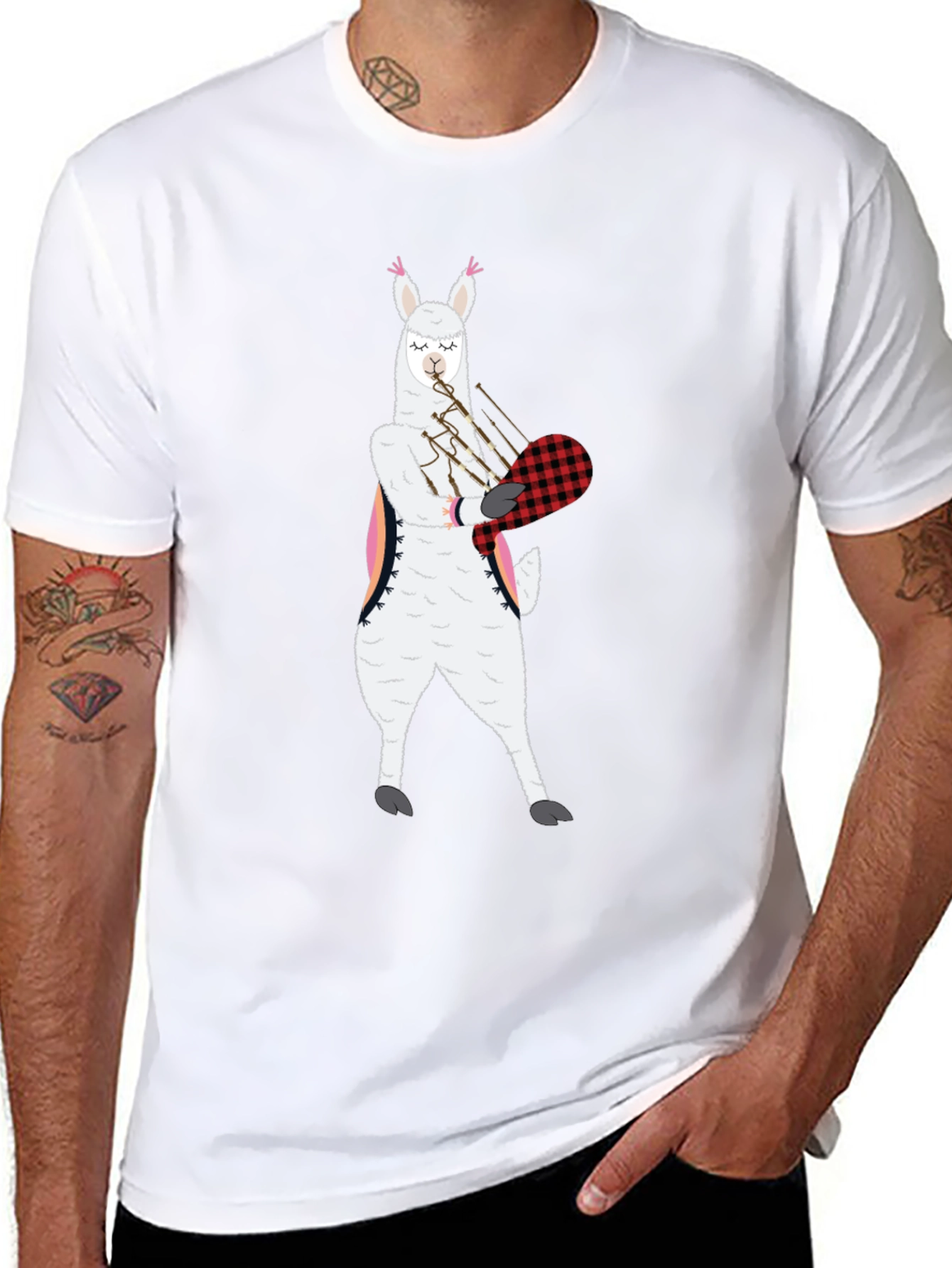 Llama Bagpipe T-Shirt Funny Graphic Tee