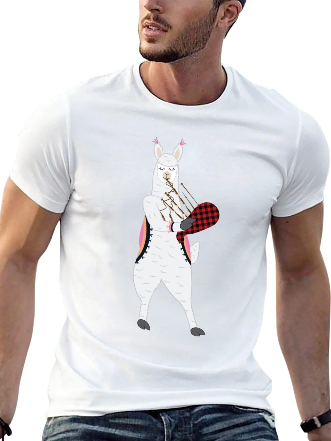 Llama Bagpipe T-Shirt Funny Graphic Tee