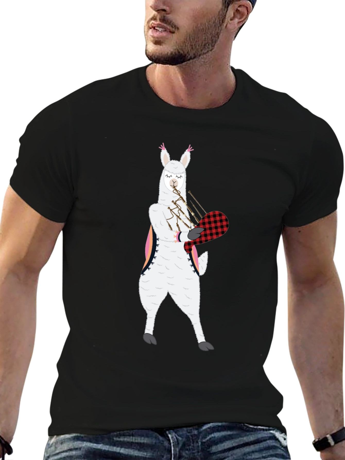Llama Bagpipe T-Shirt Funny Graphic Tee