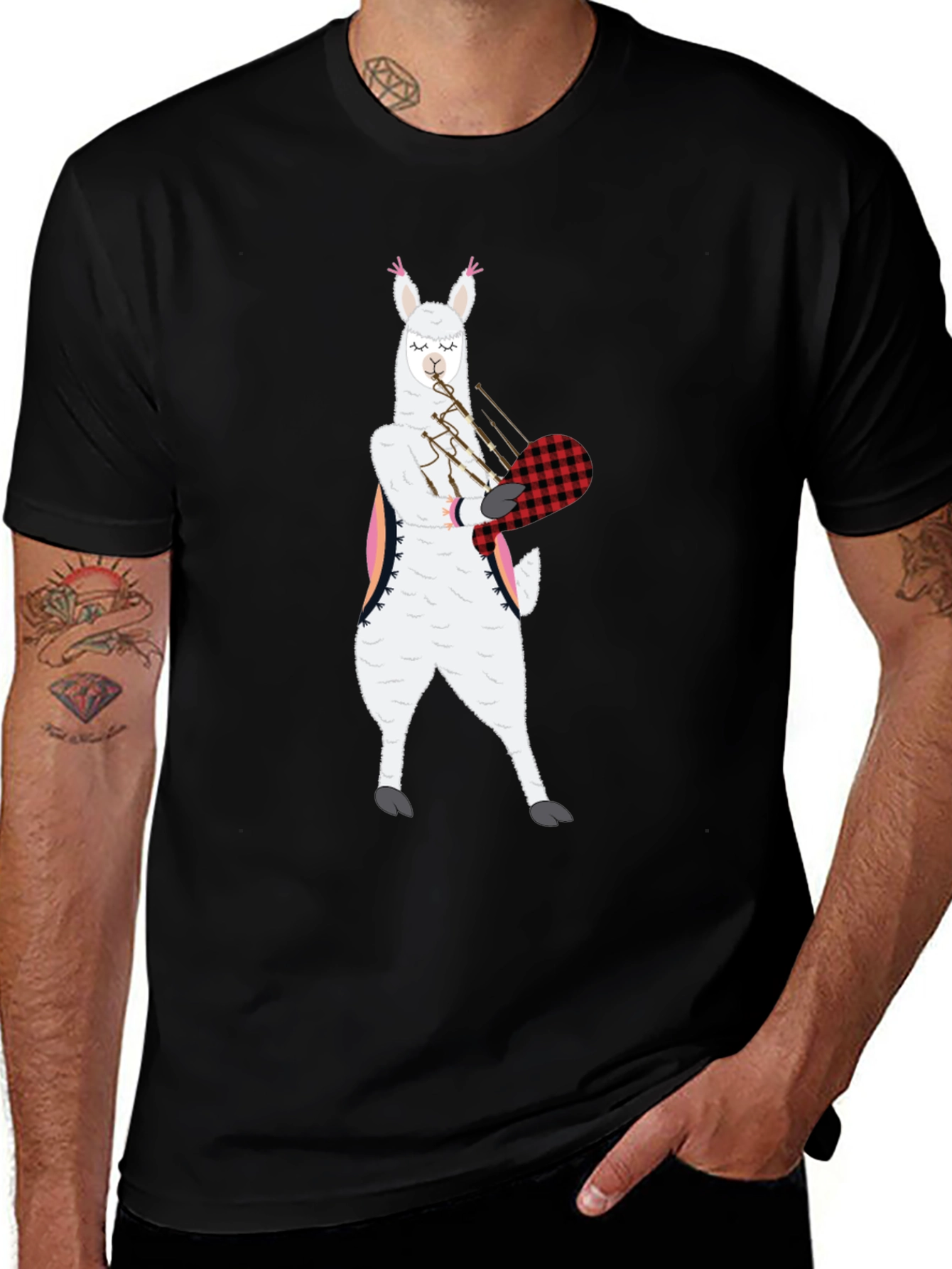 Llama Bagpipe T-Shirt Funny Graphic Tee