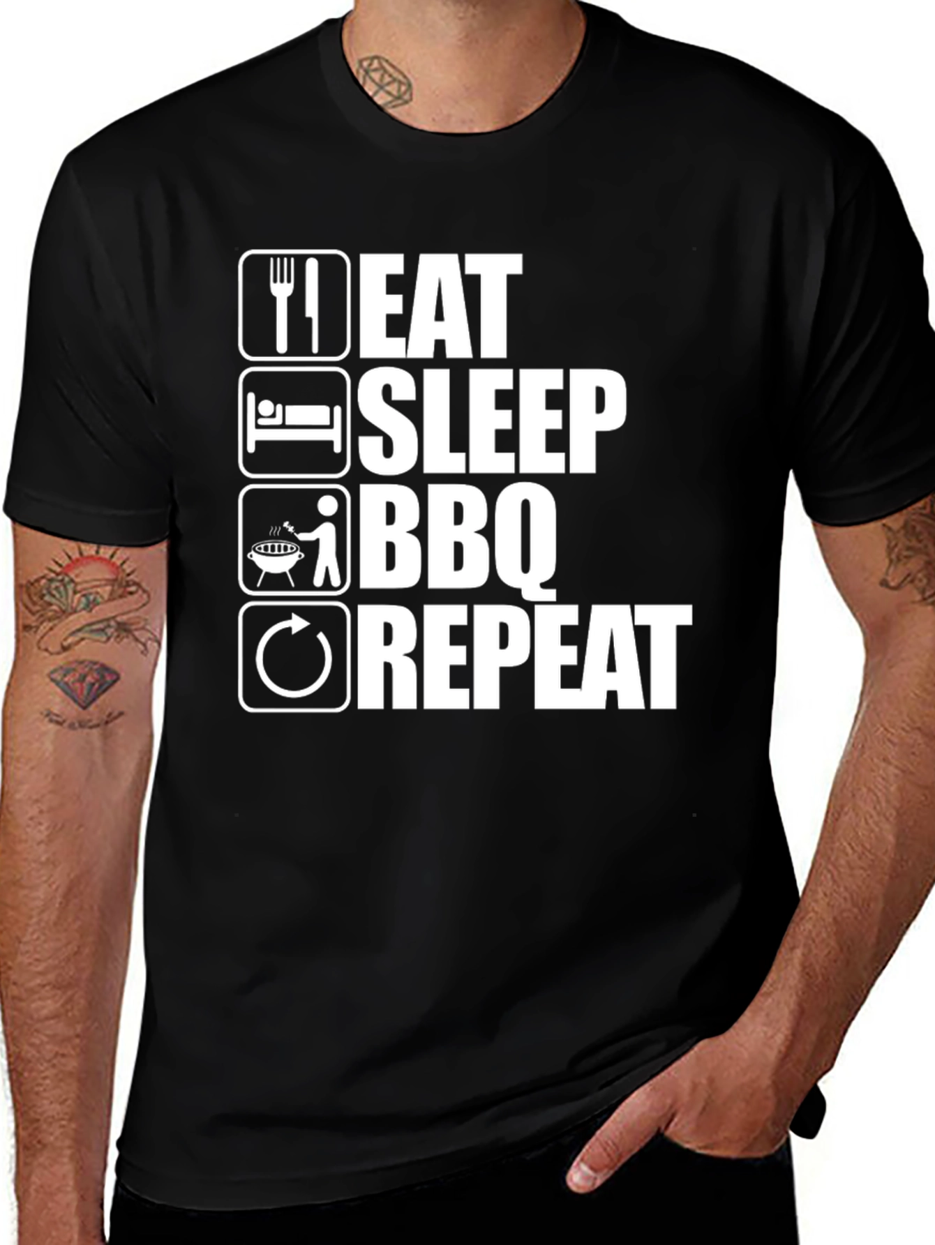 Eat Sleep BBQ Repeat Black T-Shirt