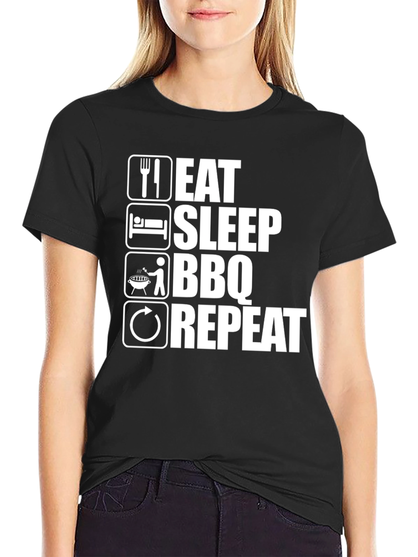 Eat Sleep BBQ Repeat Black T-Shirt