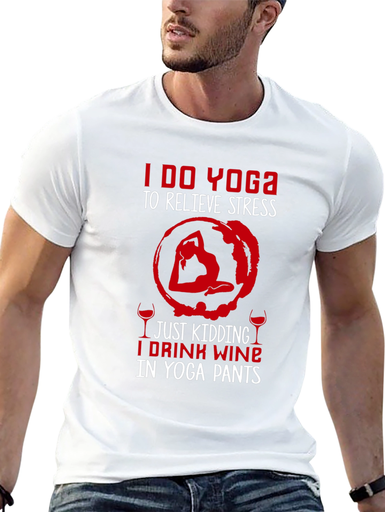 Yoga Wine T-Shirt - Funny Relaxing Tee