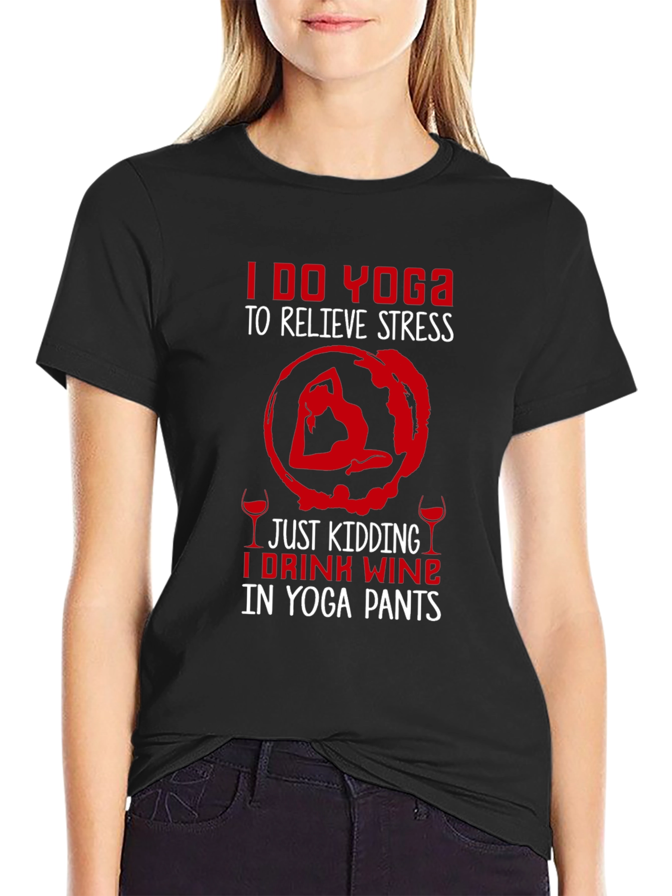 Yoga Wine T-Shirt - Funny Relaxing Tee