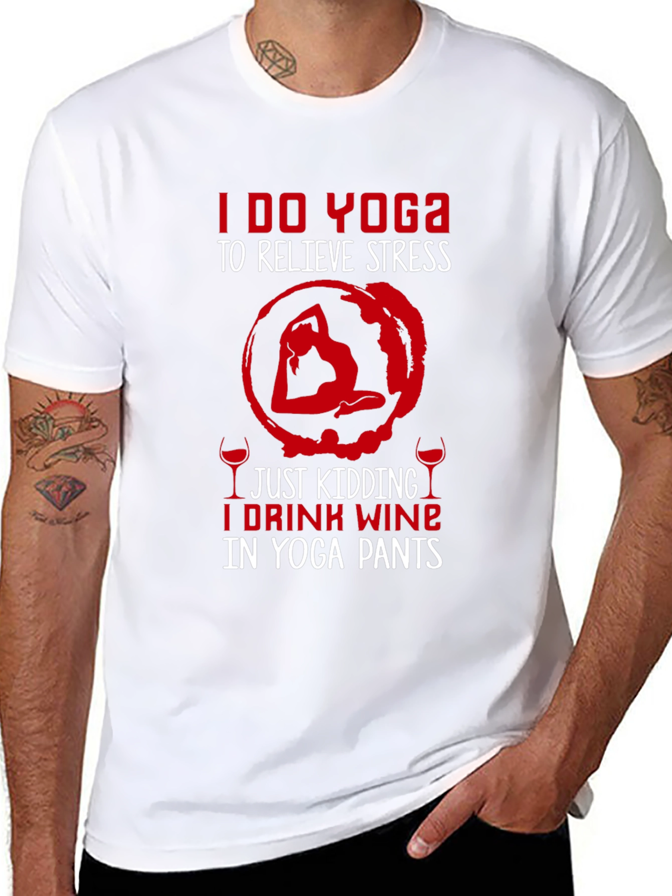 Yoga Wine T-Shirt - Funny Relaxing Tee