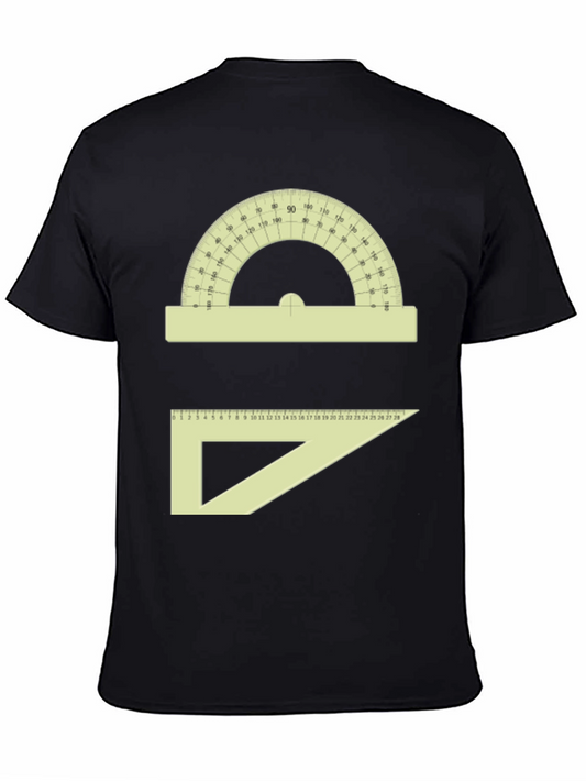 Math Teacher T-Shirt - Protractor & Triangle Ruler Graphic Tee
