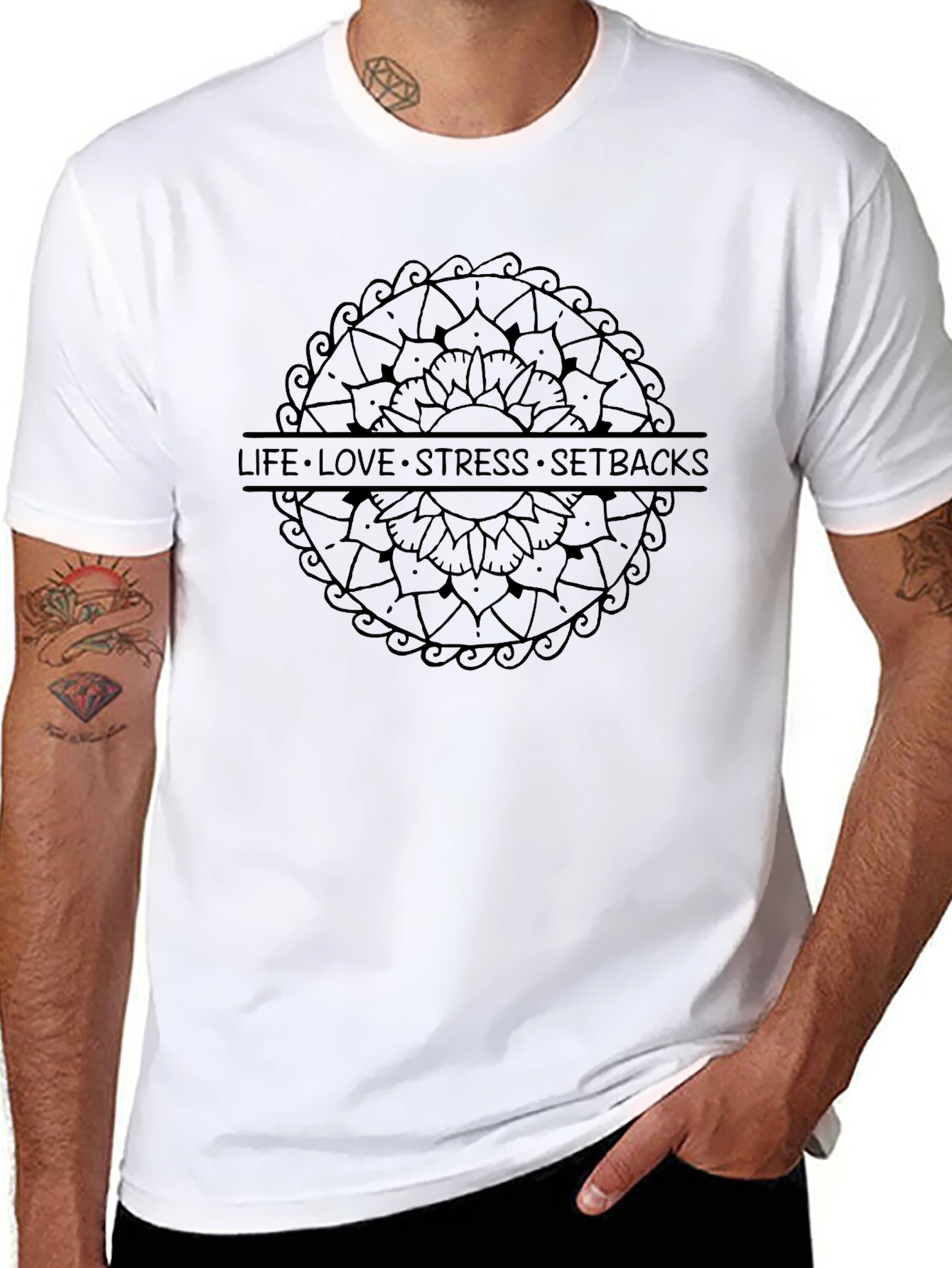 Mindful Mandala Mens Black Graphic Tee