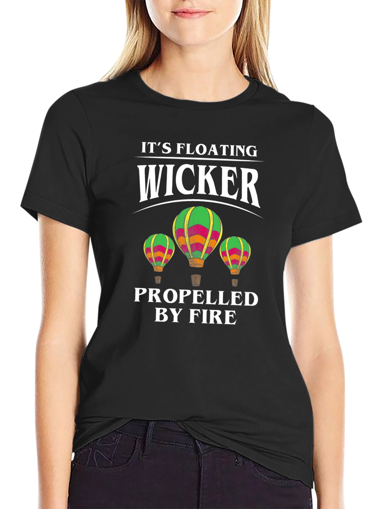 Wicker Hot Air Balloon Graphic T-Shirt