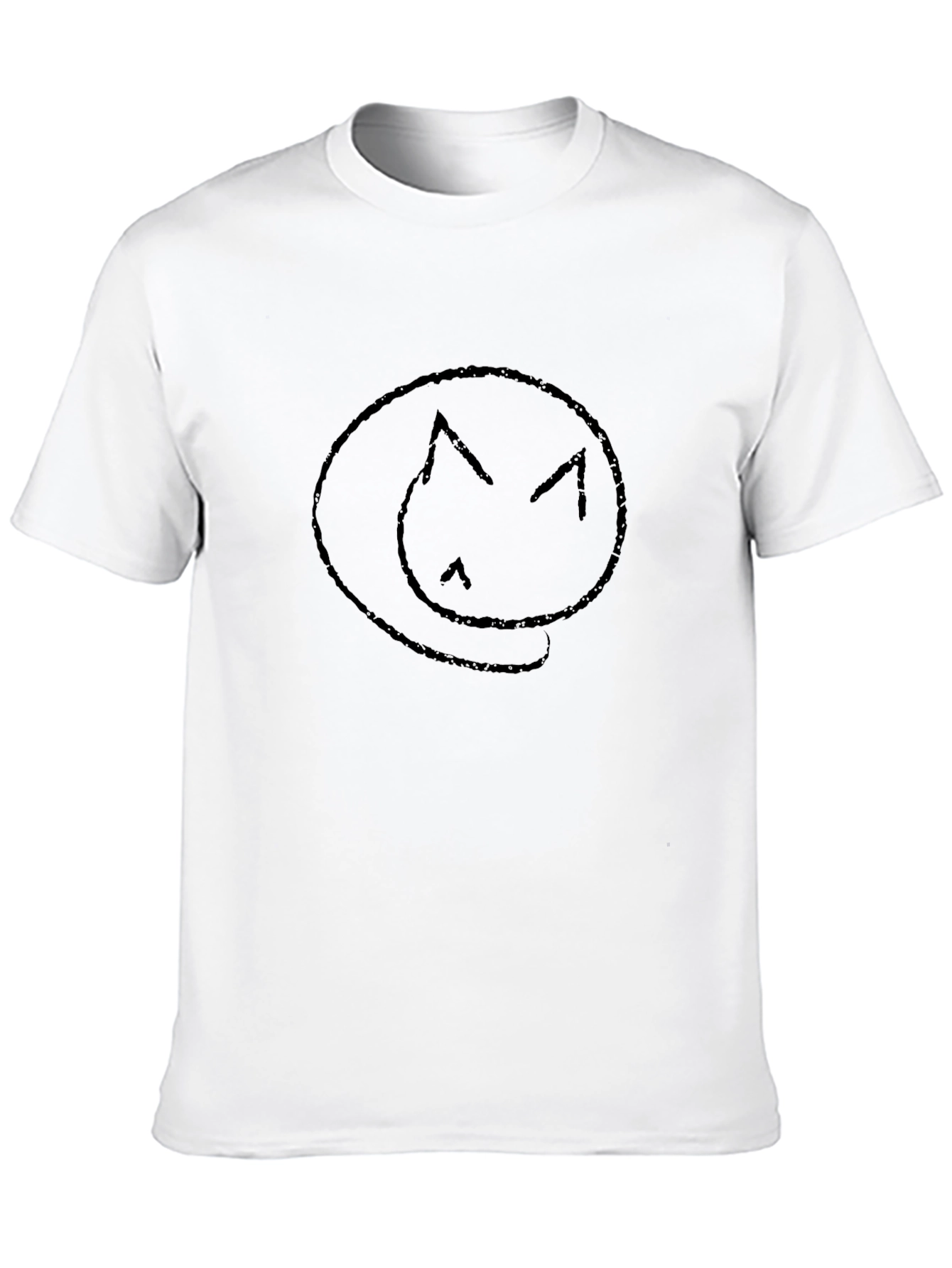 Black Cat Outline Tee - Minimalist Design