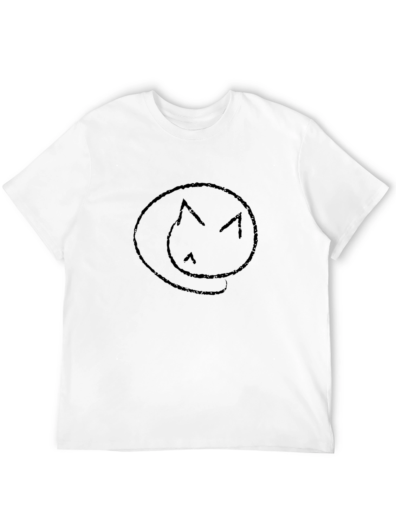 Black Cat Outline Tee - Minimalist Design