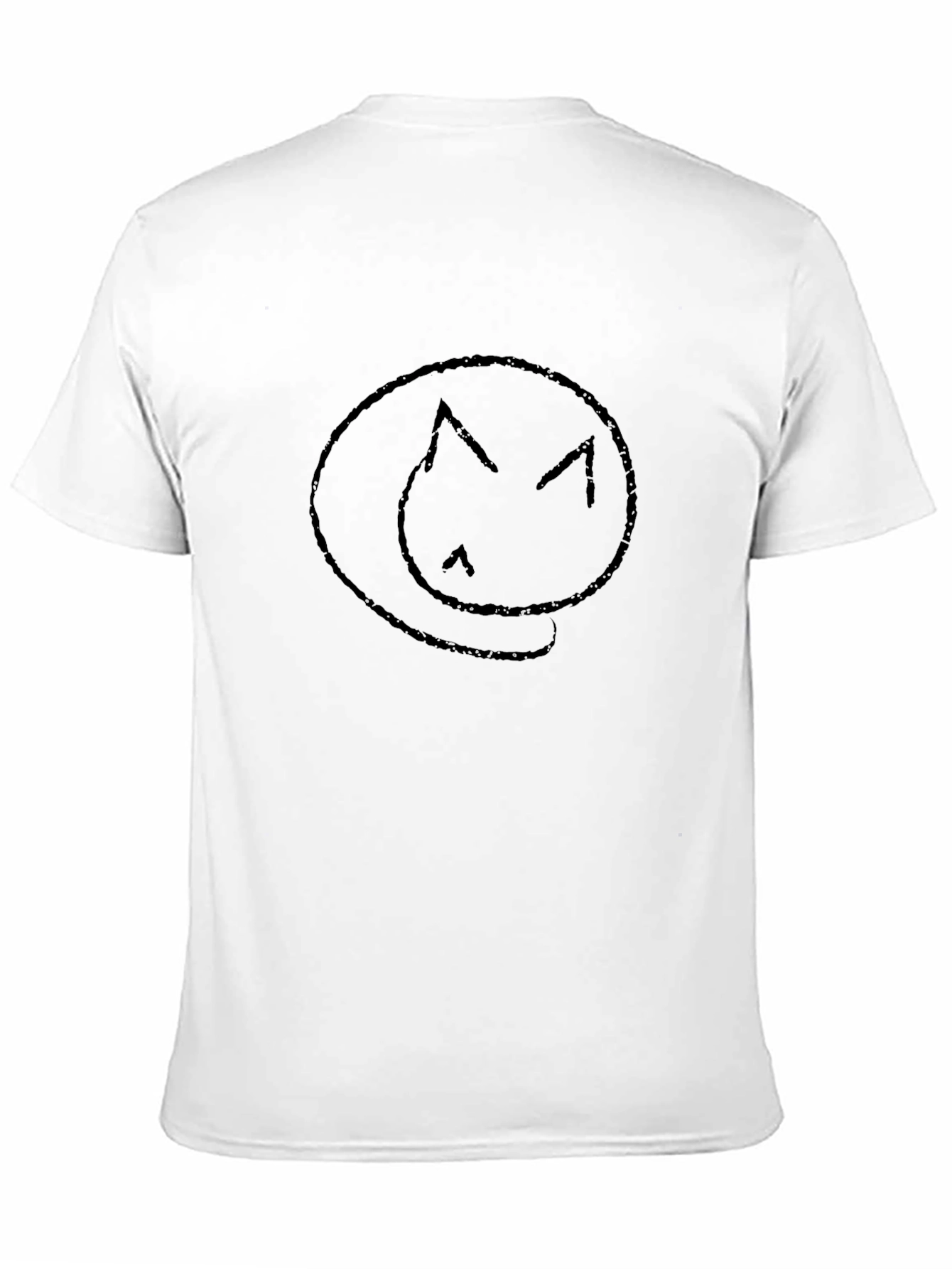 Black Cat Outline Tee - Minimalist Design