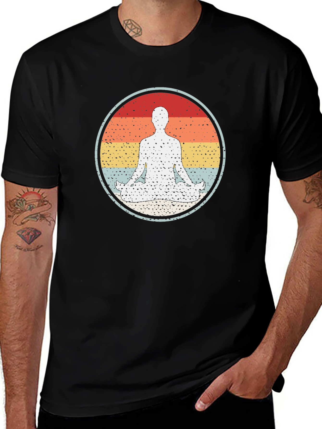 Retro Yoga Pose Graphic Tee - Meditate in Style